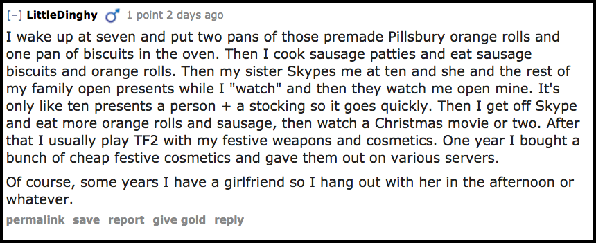 seriously this sounds like the perfect christmas day this guy eats his favorite breakfast spends a tolerating amount of time with his family - What Do Guys Like For Christmas seriously this sounds like the perfect christmas day this guy eats his favorite breakfast spends a tolerating amount of time with his family - What Do Guys Like For Christmas